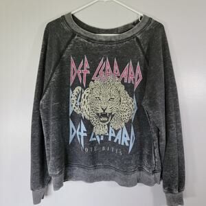 Recycled Karma Sweatshirt Def Leppard Women XS Love Bites Black Fleece 80's Rock